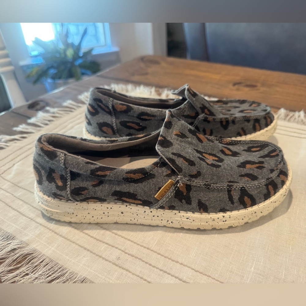 Hey Dude Leopard Print Moccasins